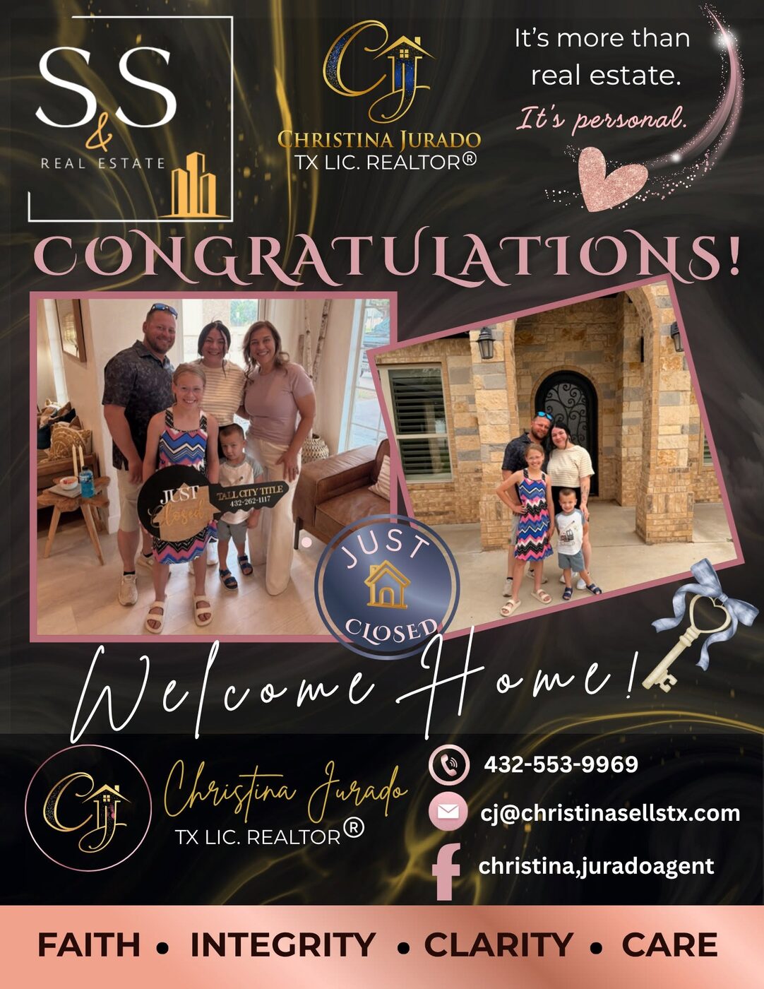Congratulations post: a family welcomed home at their new front door